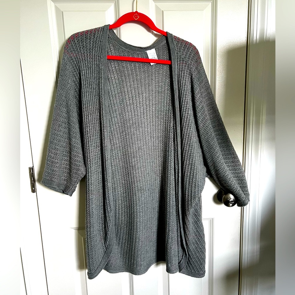 Oversized Gray Knit Cardigan, size 12-14